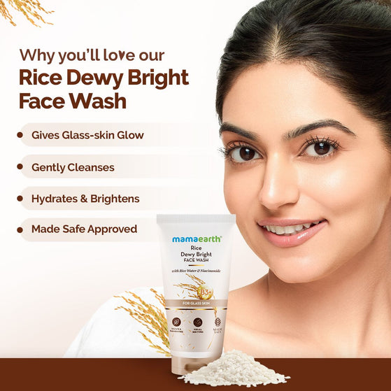 Rice Dewy Bright Face Wash With Rice Water & Niacinamide for Glass Skin - 50 ml