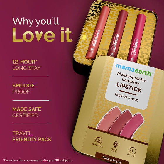 Mamaearth Matte Long Stay Lipstick Gift Set - Pink & Plum