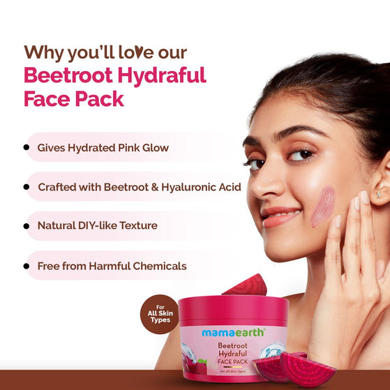 Beetroot Hydraful Face Pack with Beetroot & Hyaluronic Acid for All Skin Types - 200 g