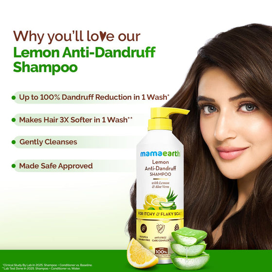 Mamaearth lemon anti dandruff shampoo for dandruff removal and smooth hair