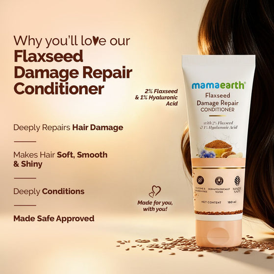 Flaxseed Damage Repair Conditioner with 2% Flaxseed & 1 % Hyaluronic Acid for Softness & Shine -180 ml