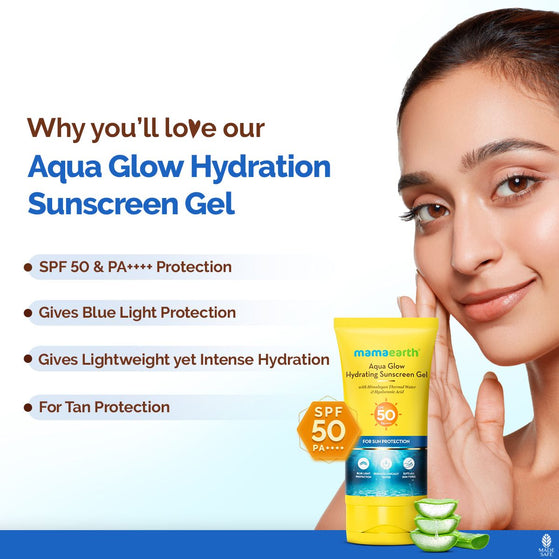 Aqua Glow Hydrating Sunscreen Gel with Himalayan Thermal Water and Hyaluronic Acid - 50 g