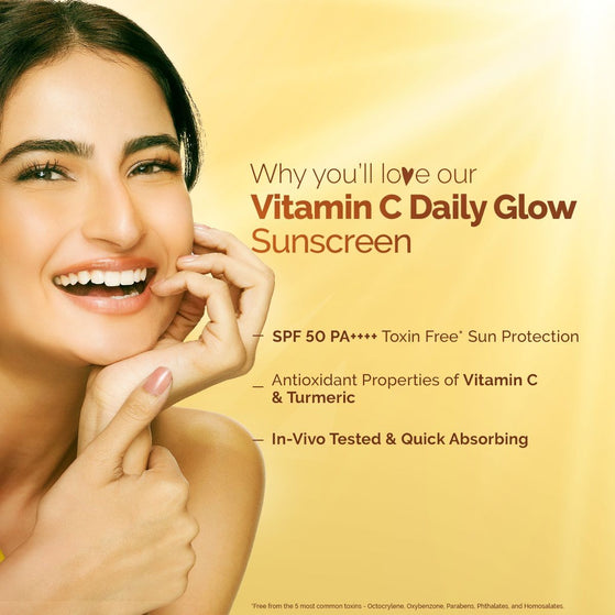 Mamaearth Vitamin C Daily Glow Sunscreen SPF 50 PA++++ – In-Vivo Tested (ISO 24444:2019 Certified, CTRI/2025/05/087276) - 50 g - Pack of 3