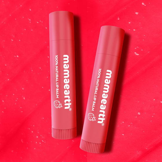 Nourishing Tinted 100% Natural Lip Balm with Vitamin E and Strawberry for Dry & Chapped Lips - 4 g