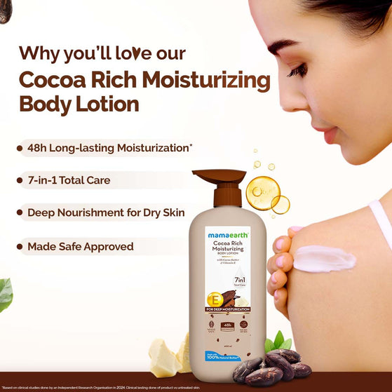 Mamaearth Cocoa Rich Moisturizing Body Lotion with Cocoa Butter & Vitamin E for Intense Moisturization - 400 ml (Pack of 2)
