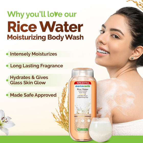 Rice Water Moisturizing Body Wash with Rice Water & Hydrating Lily for Dewy Glass Skin - 250 ml + 25 ml