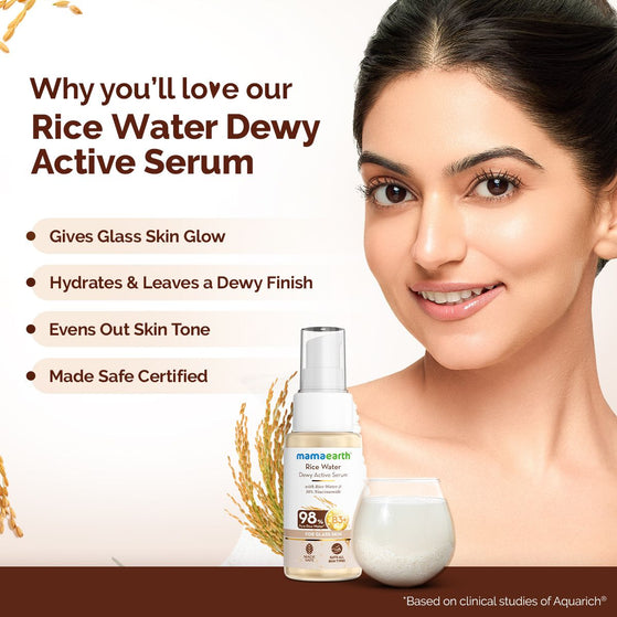 Rice Water Dewy Active Serum With Rice Water & 10% Niacinamide For Glass Skin - 10 ml
