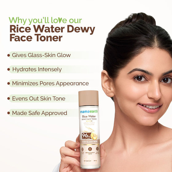 Rice Water Dewy Face Toner with 96% Pure Rice Water Extract & 4% Niacinamide for Glass Skin - 150 ml