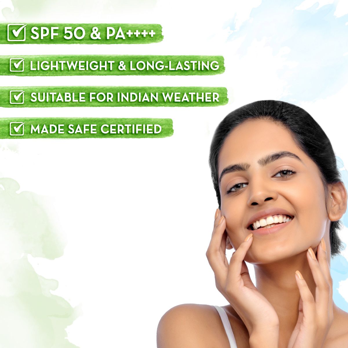Mamaearth Ultra-Light Indian Sunscreen SPF 50 PA++++ – In-Vivo Tested (ISO 24444 & ISO 24442 Certified, CTRI/2025/07/090388) - 80g - Pack of 2