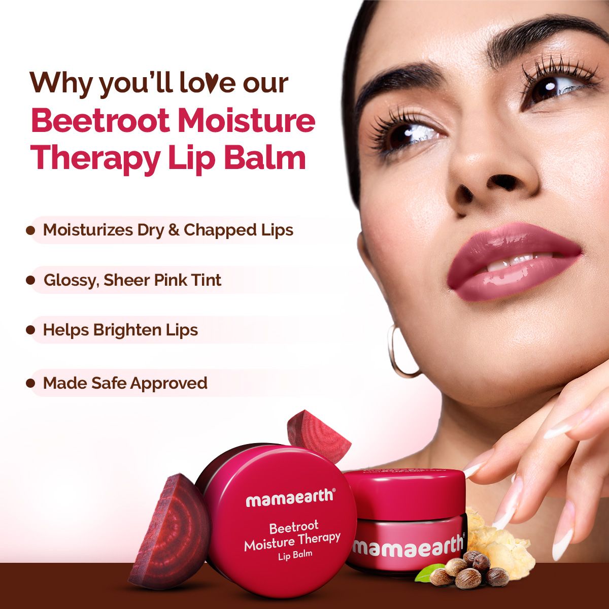 Beetroot Moisture Therapy Lip Balm with Beetroot & Hyaluronic Acid for Dry & Chapped Lips- 15 g