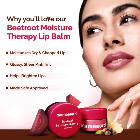 Beetroot Moisture Therapy Lip Balm with Beetroot & Hyaluronic Acid for Dry & Chapped Lips- 15 g (Pack of 2)
