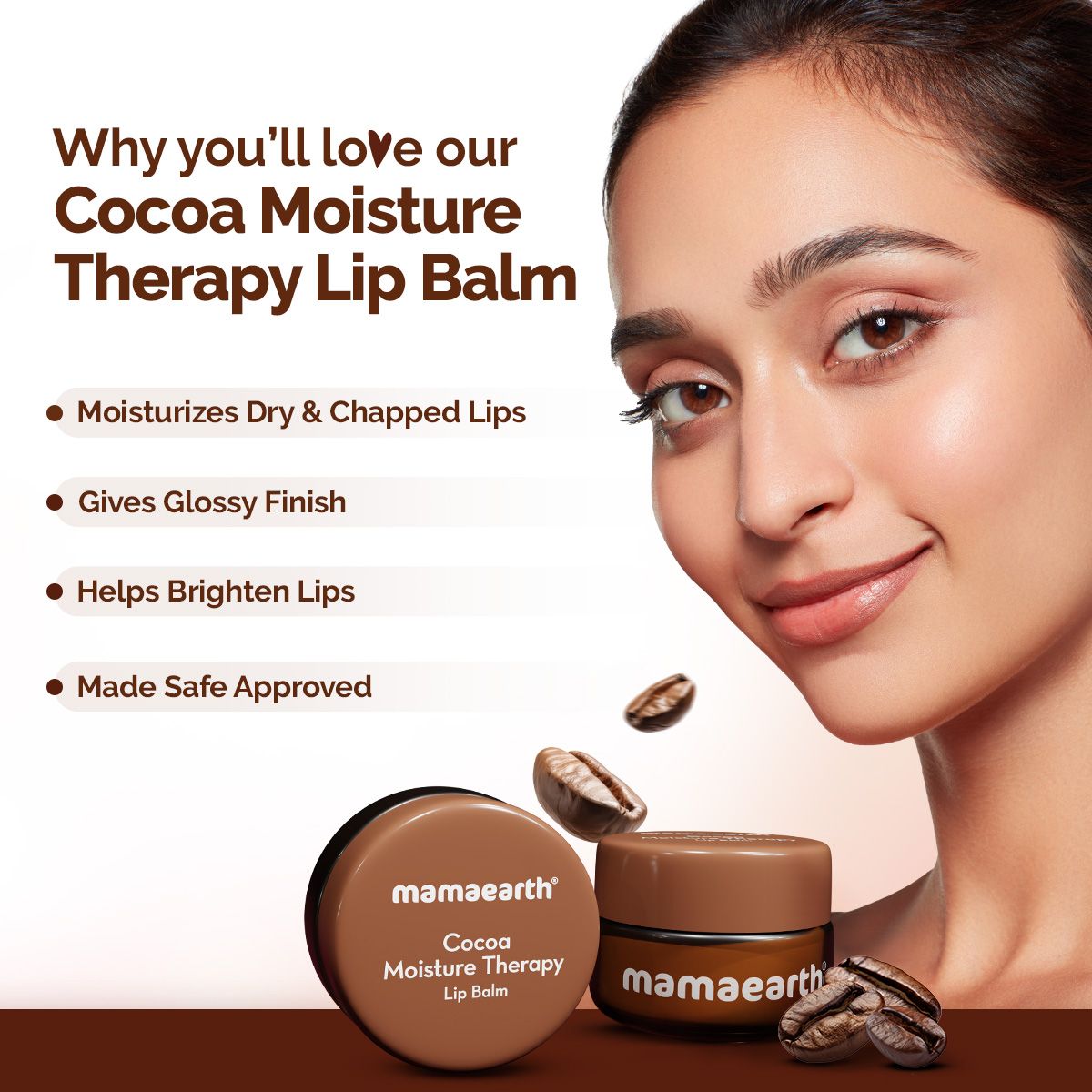 Cocoa Moisture Therapy Lip Balm with Cocoa Butter & Coffee for Dry & Chapped Lips 15 g (Pack of 2)