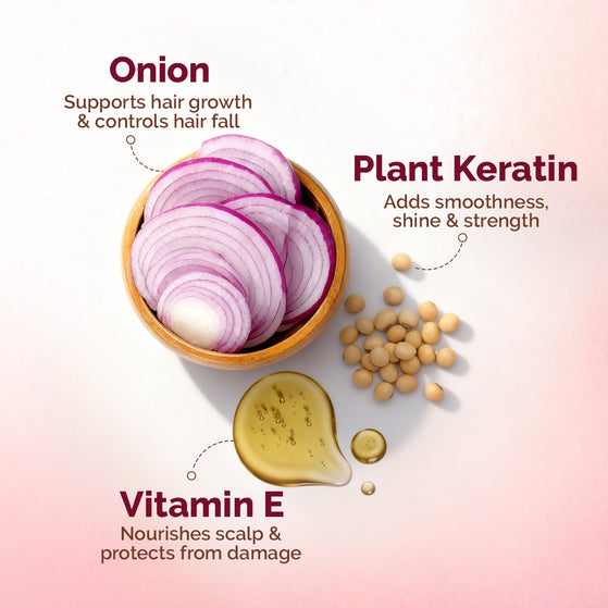Onion Shampoo for Hair Fall Control and Hair Growth with Onion & Plant Keratin - 650 ml