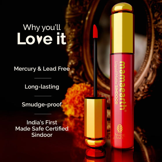 Liquid Matte Sindoor with Almond Extract & Vitamin E - 2.8 ml | 01 - Red