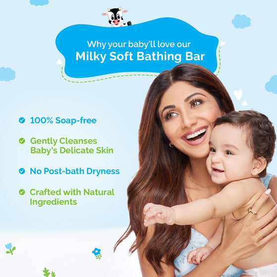 Milky Soft Baby Bathing Bar soap free no post bath dryness