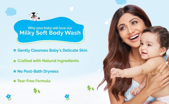 Milky Soft Baby Body Wash with mother and baby