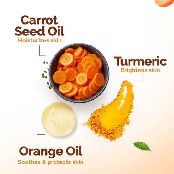 Carrot Seed Oil Turmeric Orange Oil ingredients in Indian Sunscreen