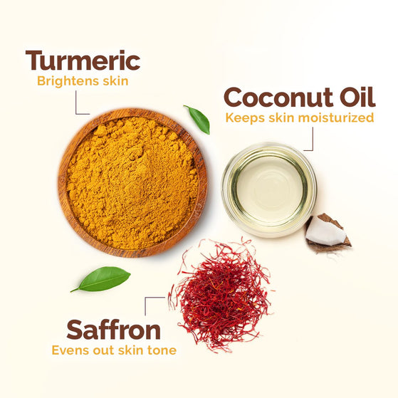 Turmeric saffron coconut oil natural ingredients
