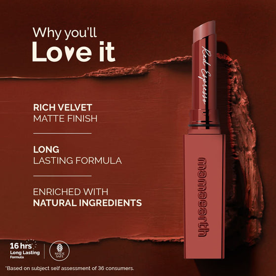 Luxe Matte Long Stay Lipstick with Passion Fruit Oil & Vitamin E -2g | Red Espresso