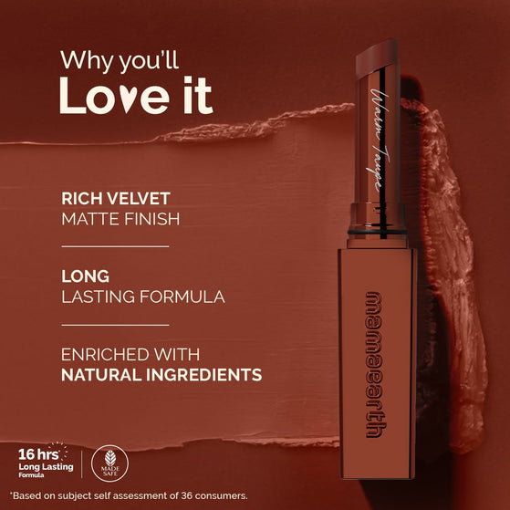 Luxe Matte Long Stay Lipstick with Passion Fruit Oil & Vitamin E -2g | Warm Taupe