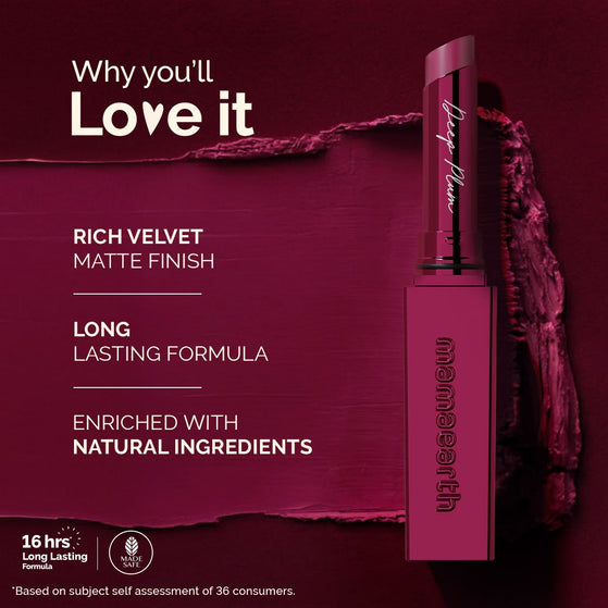 Luxe Matte Long Stay Lipstick with Passion Fruit Oil & Vitamin E -2g | Deep Plum
