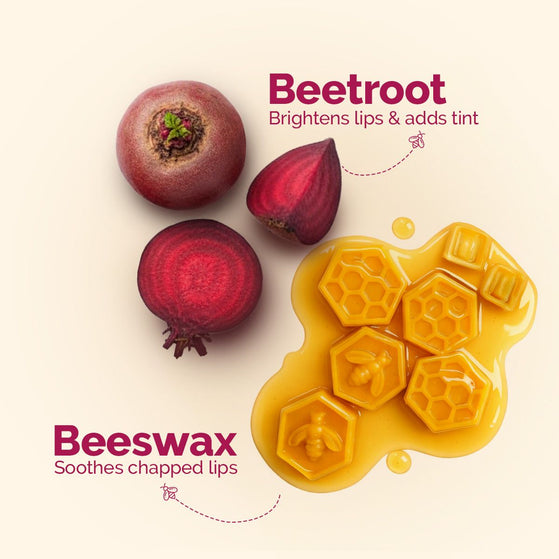Beetroot Tinted 100% Natural Lip Balm with Beetroot & Beeswax for 12h Moisturized Lips -2 g
