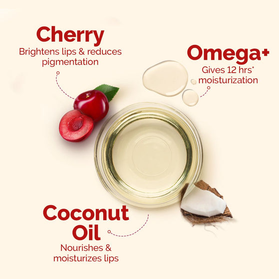 Cherry Tinted 100% Natural Lip Balm with Cherry & Coconut Oil for 12 hrs Moisturized Lips - 2 g