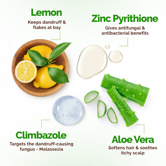 Mamaearth lemon shampoo ingredients with zinc pyrithione aloe vera and climbazole
