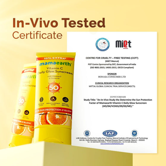 Vitamin C Daily Glow Sunscreen With Vitamin C & Turmeric for Sun Protection & Glow - 30 g + 15% Extra (34.5 g)
