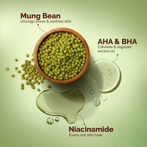 Mung Bean Pore Cleansing Foam Scrub with Mung Bean, AHA & BHA for Normal to Oily Skin - 100 g