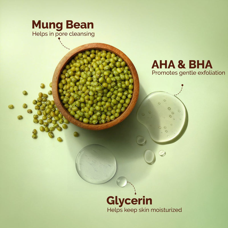 Mung Bean Pore Cleansing Face Wash with Mung Bean, AHA & BHA for Normal to Oily Skin - 100 ml