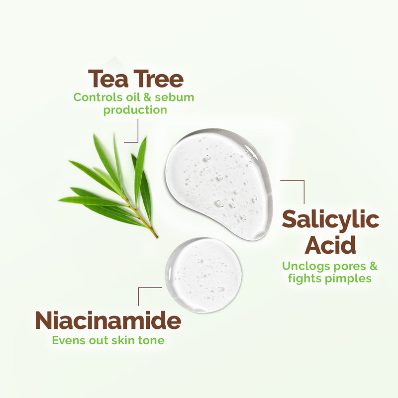 Tea Tree Pimple Control Face Wash with Tea Tree & Salicylic for Oily & Acne-Prone Skin - 250ml