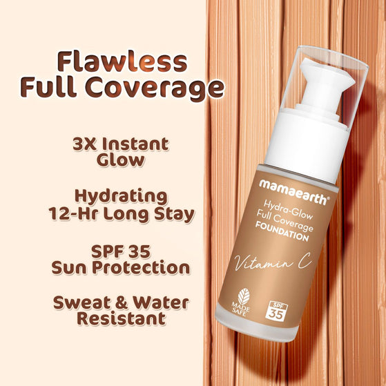 Hydra-Glow Full Coverage Foundation With Vitamin C & Turmeric - 30 ml | Nude Glow