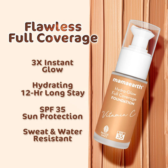 Hydra-Glow Full Coverage Foundation With Vitamin C & Turmeric - 30 ml | Sun Glow