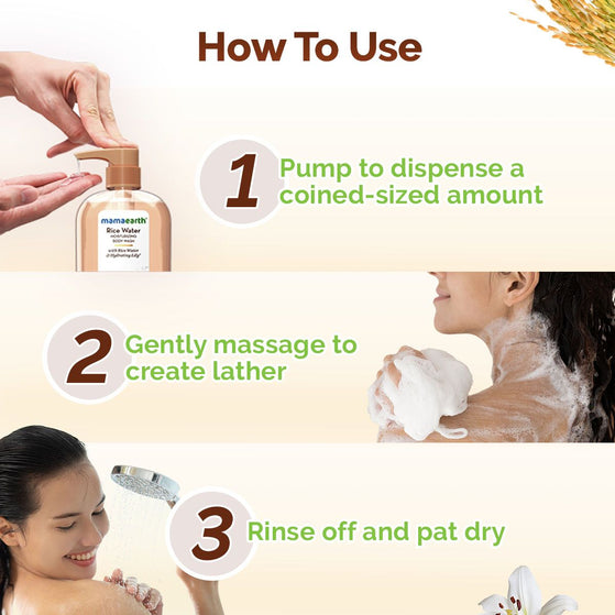 Rice Water Moisturizing Body Wash with Rice Water & Hydrating Lily for Dewy Glass Skin - 500 ml