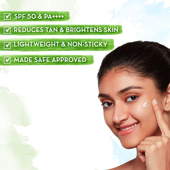 Ubtan Detan Sunscreen reduces tan brightens skin with model