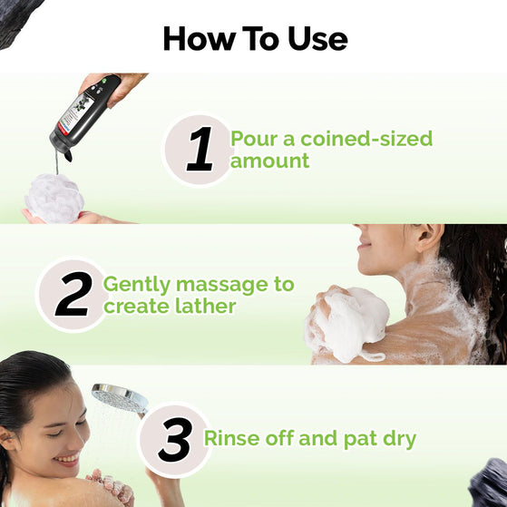 Charcoal Moisturizing Body Wash with Activated Charcoal & Energizing Mint for Skin Detoxification - 250 ml + 25 ml Extra