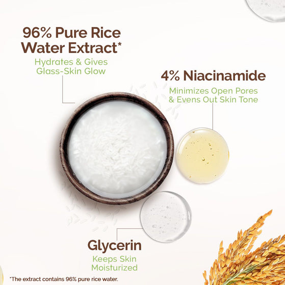 Rice Water Dewy Face Toner with 96% Pure Rice Water Extract & 4% Niacinamide for Glass Skin - 150 ml