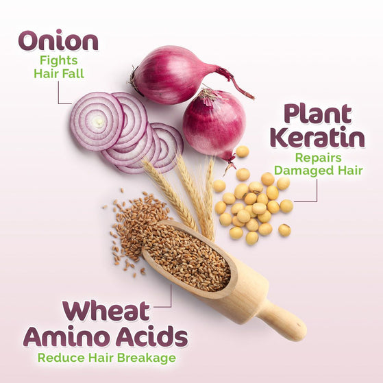 Mamaearth onion shampoo with plant keratin and amino acids