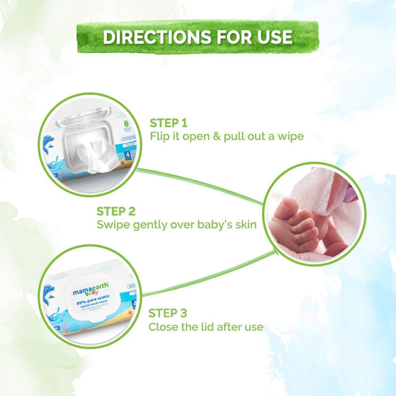 Mamaearth Baby 99% Pure Water Gentle Towel Wipes - 72 pcs