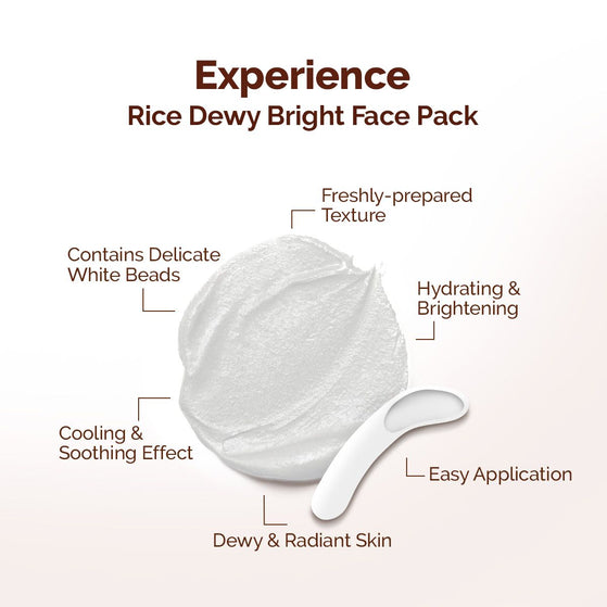 Rice Dewy Bright Face Pack with Rice Water & Niacinamide for For Glass Skin - 200 g