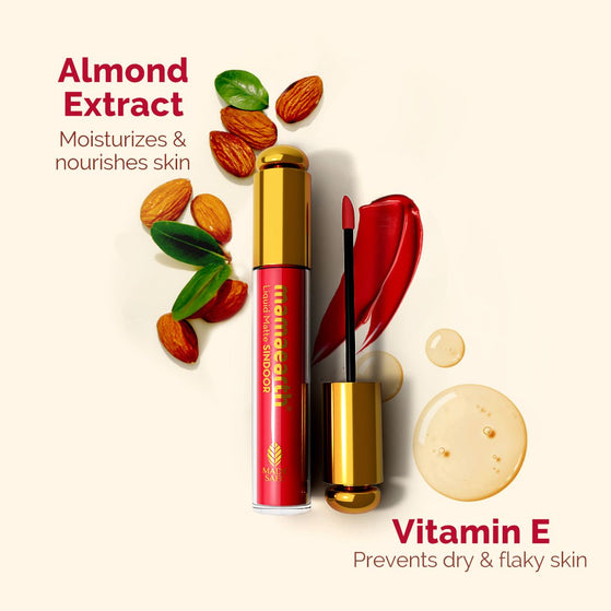 Liquid Matte Sindoor with Almond Extract & Vitamin E - 2.8 ml | 01 - Red