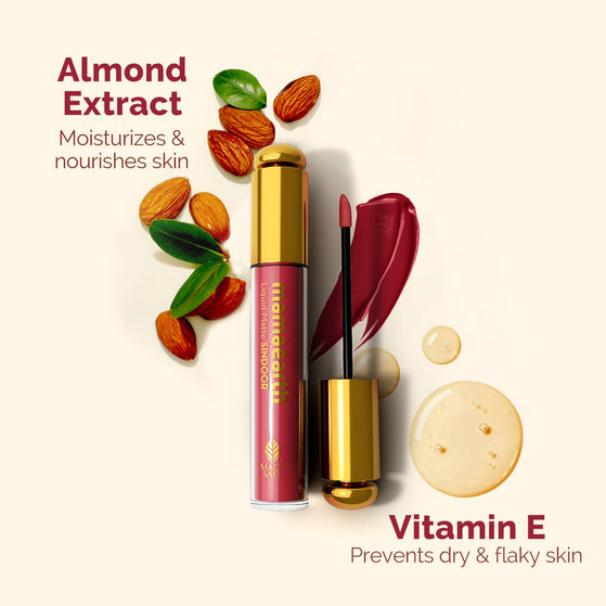 Liquid Matte Sindoor with Almond Extract & Vitamin E - 2.8 ml | 02- Maroon
