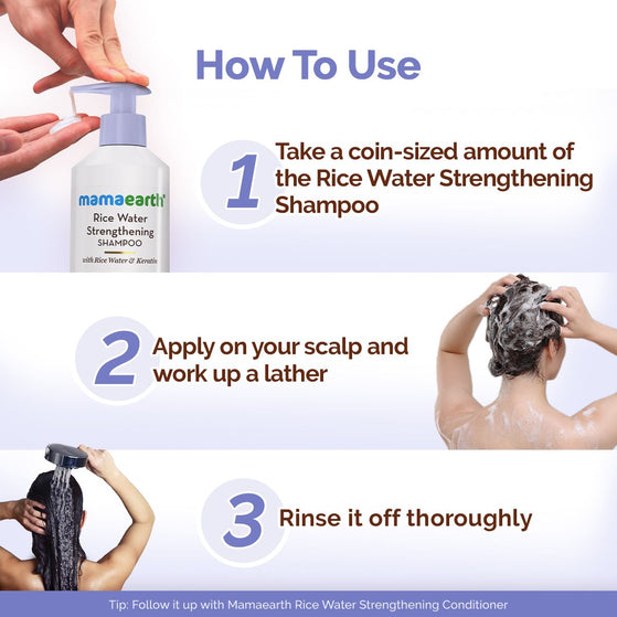 Rice Water Strengthening Shampoo with with Rice Water & Keratin for Damage Repair- 400 ml