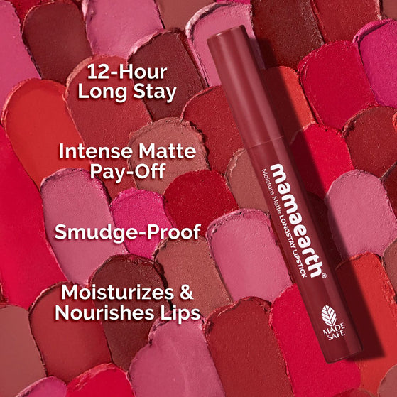 Moisture Matte LongStay Lipstick with Vitamin E & Avocado - 2g | Red Caramel