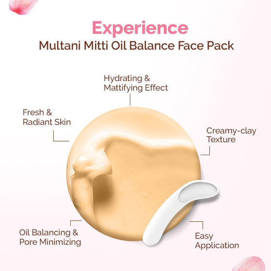 Multani Mitti Oil Balance Face Pack with Multani Mitti & Bulgarian Rose for Normal to Oily Skin - 100 g