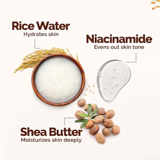 Mamaearth Rice Water Hydrating Body Lotion with Rice Water & Niacinamide for Dewy Glass Skin - 400 ml