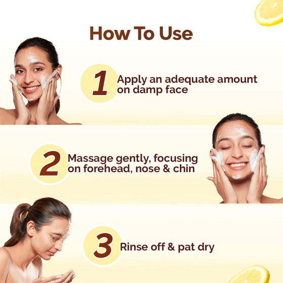 Vitamin C face wash apply massage rinse instructions
