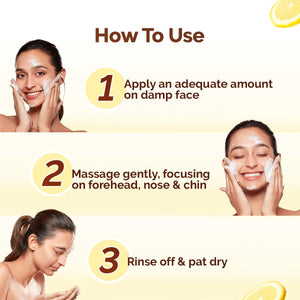 Vitamin C face wash usage directions three steps
