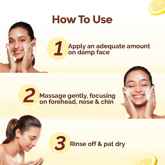 Vitamin C face wash usage directions three steps
